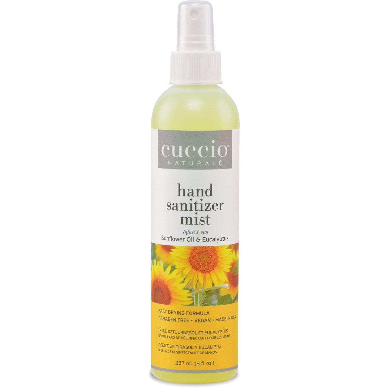 Hand Sanitizer Mist - Sunflower Oil and Eucalyptus by Cuccio Naturale for Unisex - 8 oz Hand Sanitizer