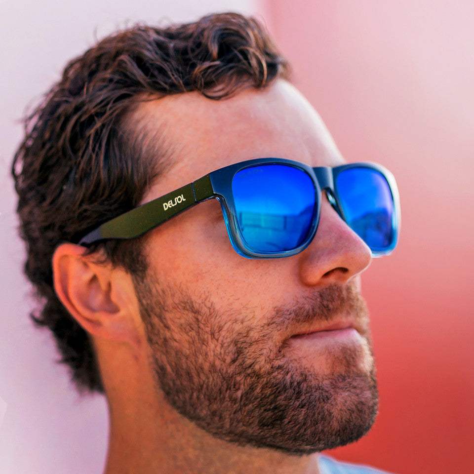 Solize Into the Sun - Black and Clear to Blue by DelSol for Unisex - 1 Pc Sunglasses