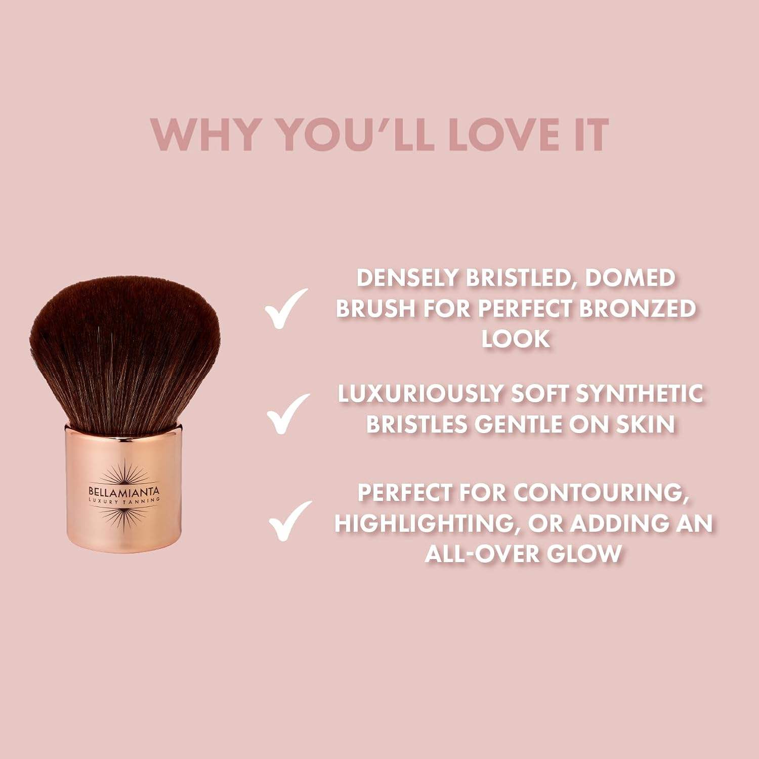 Large Kabuki Bronzing Brush by Bellamianta for Women - 1 Pc Brush