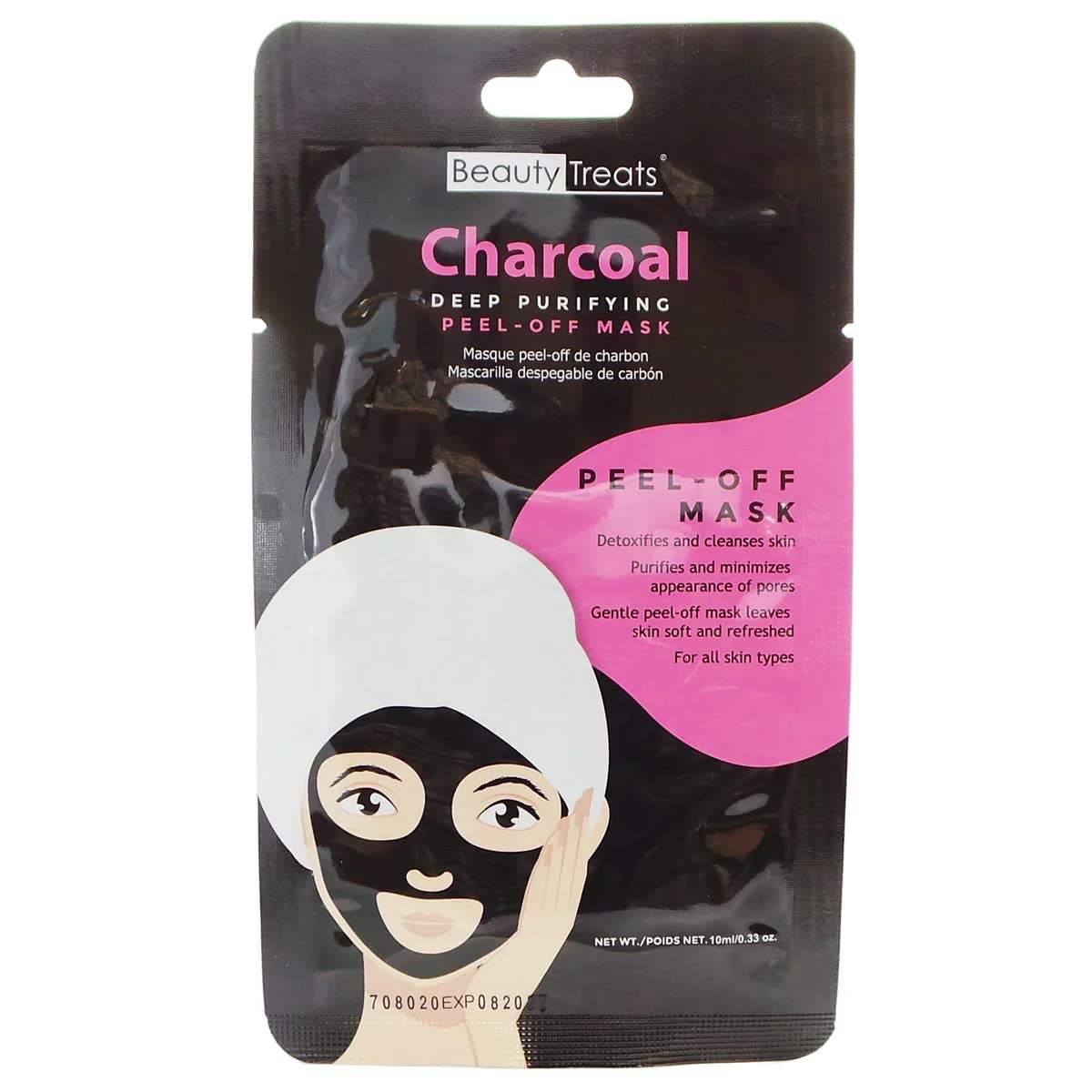 BEAUTY TREATS Deep Purifying Peel-Off Charcoal Mask Display Set, 24 Pieces