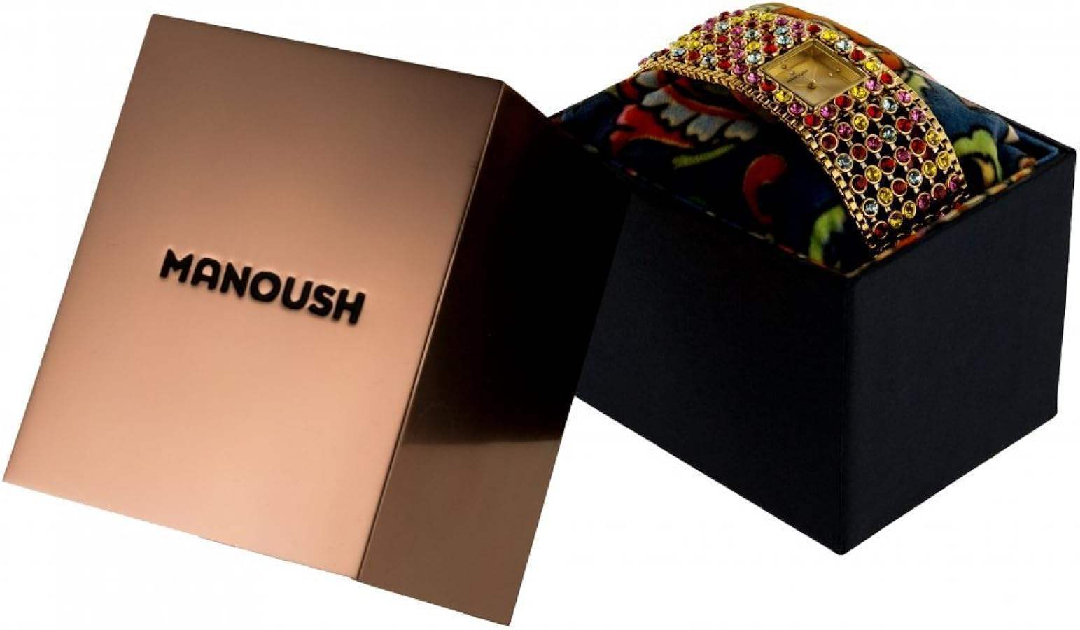 MSHHIPH Hindi Hand - Gold/Pink Nylon Strap Watch by Manoush for Women