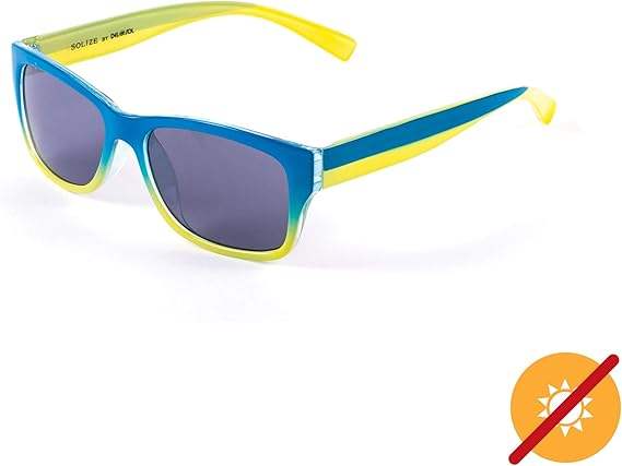 Kids Solize Hello Summer - Blue and Yellow to Green by DelSol for Kids - 1 Pc Sunglasses