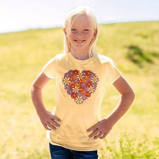 Kids Crew Tee - I Heart Flowers by DelSol for Kids - 1 Pc T-Shirt (YM)