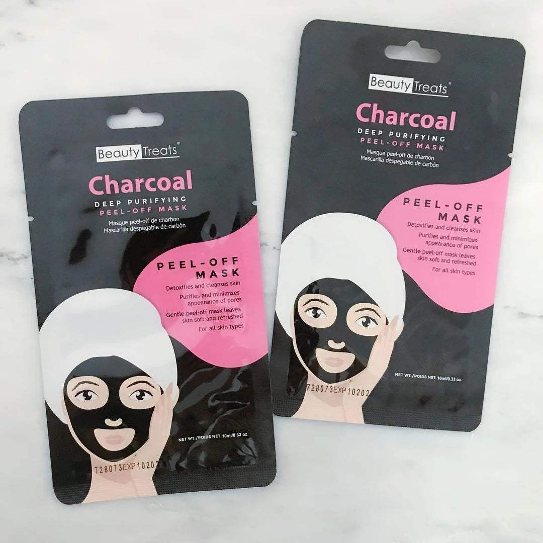 BEAUTY TREATS Deep Purifying Peel-Off Charcoal Mask Display Set, 24 Pieces