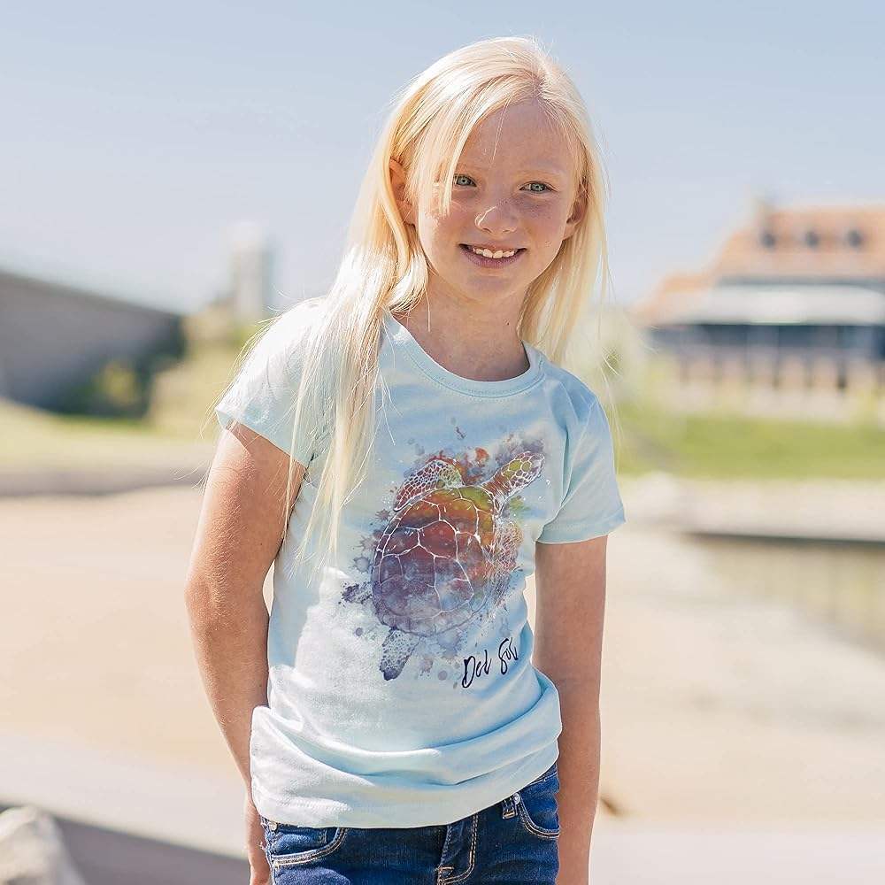 Kids Crew Tee - Turtle Splash - Ice Blue by DelSol for Kids - 1 Pc T-Shirt (YM)