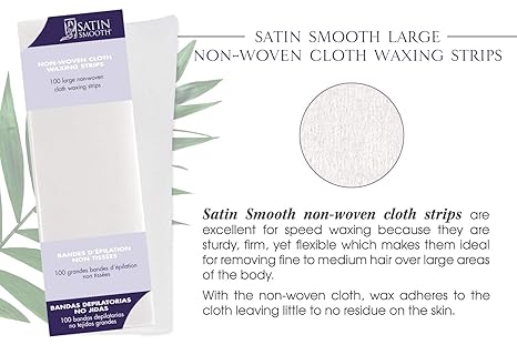 Non-woven Cloth Waxing Strips by Satin Smooth for Women - 100 Pack Strips