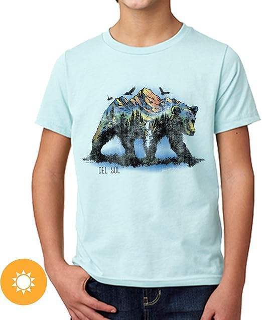 Kids Crew Tee - Bear Scene - Ice Blue by DelSol for Kids - 1 Pc T-Shirt (YXS)