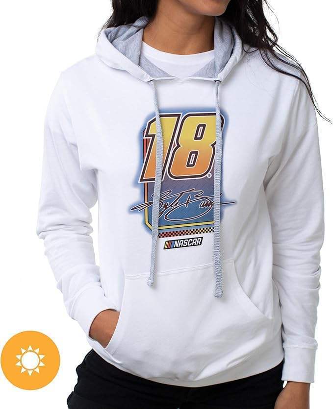 NASCAR Hooded Sweatshirt - Kyle Busch - 10 White by DelSol for Women - 1 Pc T-Shirt (2XL)