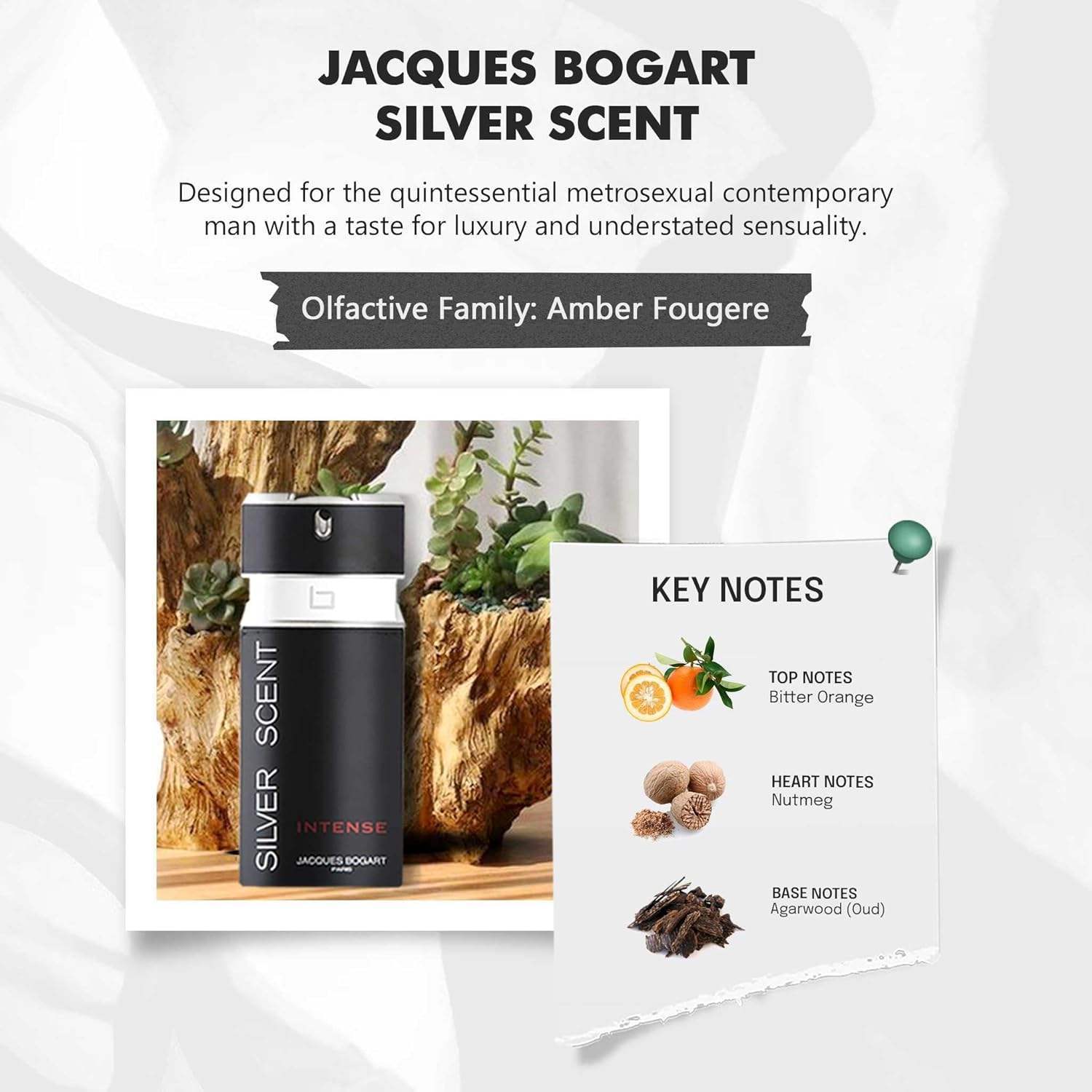Silver Scent Intense by Jacques Bogart for Men - 3.33 oz EDT Spray (Tester)