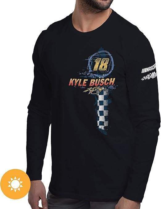 NASCAR Mens Classic Long Sleeve Crew Tee - Kyle Busch - 8 Black by DelSol for Men - 1 Pc T-Shirt (XL)