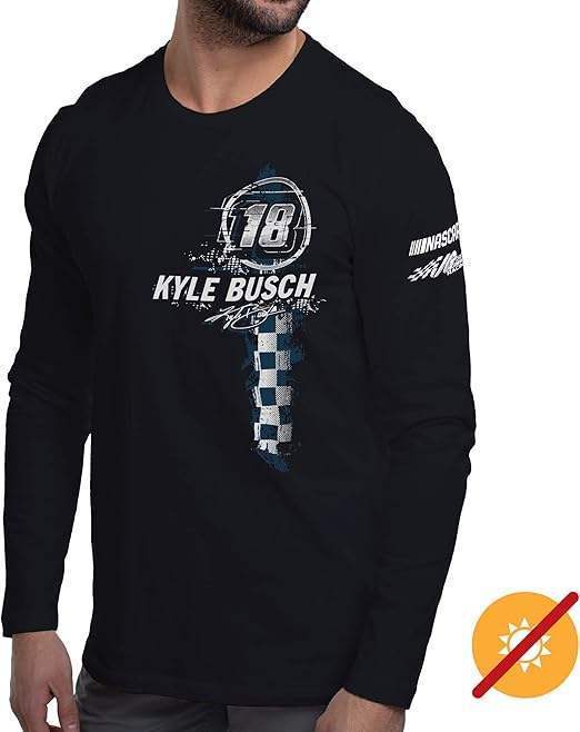 NASCAR Mens Classic Long Sleeve Crew Tee - Kyle Busch - 8 Black by DelSol for Men - 1 Pc T-Shirt (XL)