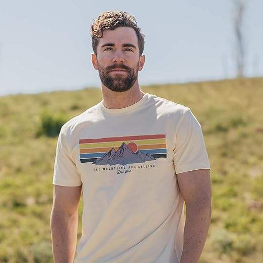Men Classic Crew Tee - Mountain Calling by DelSol for Men - 1 Pc T-Shirt (Medium)