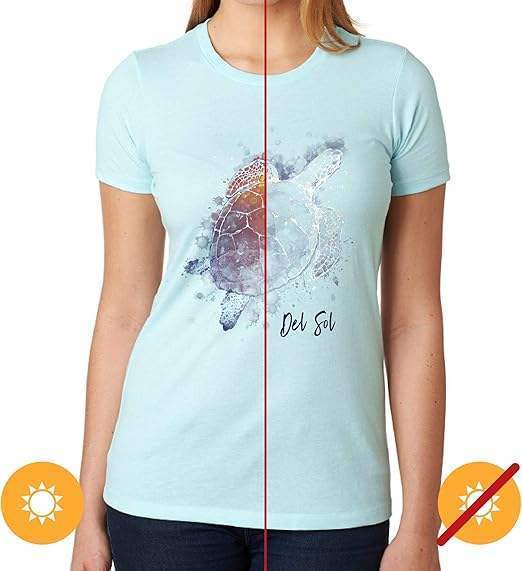 Girls Crew Tee - Turtle Splash-Ice Blue by DelSol for Women - 1 Pc T-Shirt (Small)