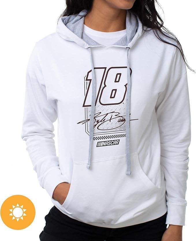 NASCAR Hooded Sweatshirt - Kyle Busch - 10 White by DelSol for Women - 1 Pc T-Shirt (S)