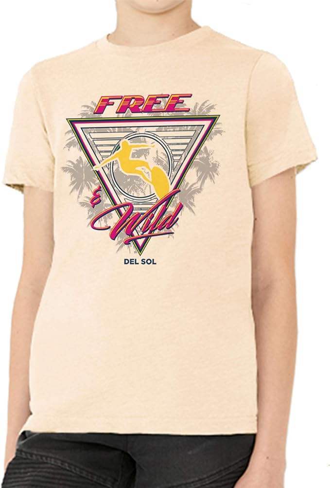 Kids Fine Jersey Tank - Wild and Free - Beige by DelSol for Kids - 1 Pc T-Shirt (YM)