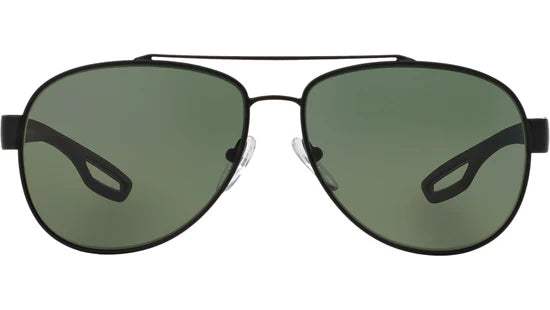 Prada SPS 55Q DG0-5X1 - Black Rubber-Grey Green Polarized by Prada for Men - 59-14-140 mm Sunglasses