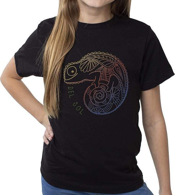 Girls Crew Tee - Chameleon - Black by DelSol for Women - 1 Pc T-Shirt (YXL)
