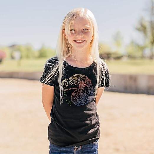 Girls Crew Tee - Chameleon - Black by DelSol for Women - 1 Pc T-Shirt (YL)