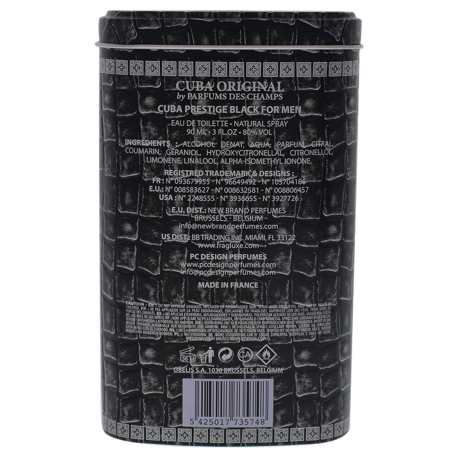Cuba Prestige Black by Cuba for Men - 3 oz EDT Spray