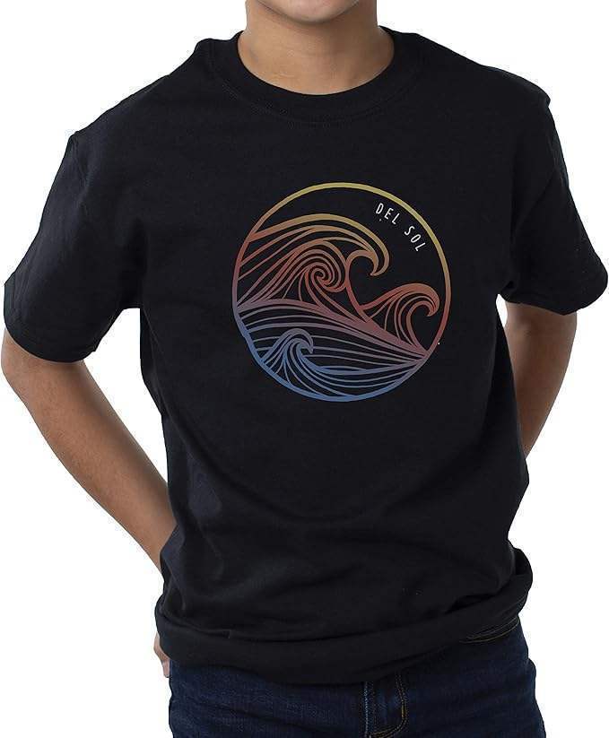 Men Crew Tee - Wavey - Black by DelSol for Men - 1 Pc T-Shirt (Large)