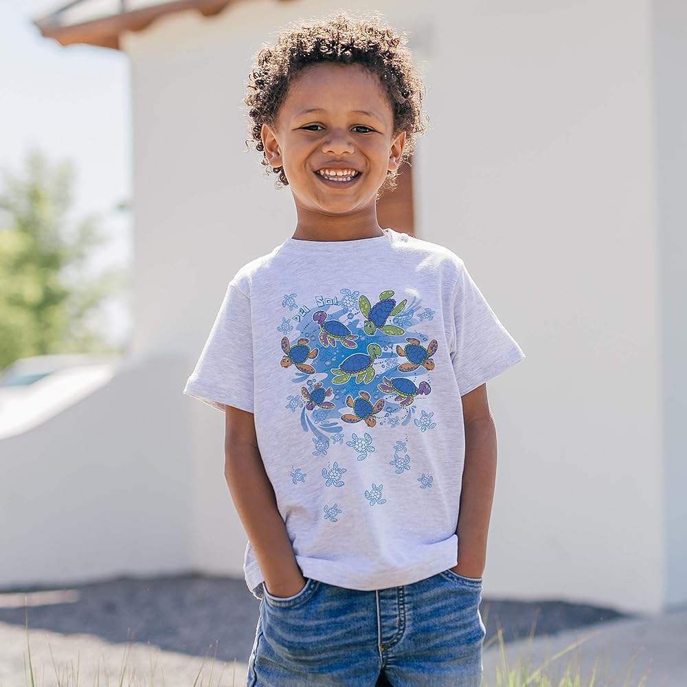 Kids Crew Tee - Turtle Time - Ash by DelSol for Kids - 1 Pc T-Shirt (3T)