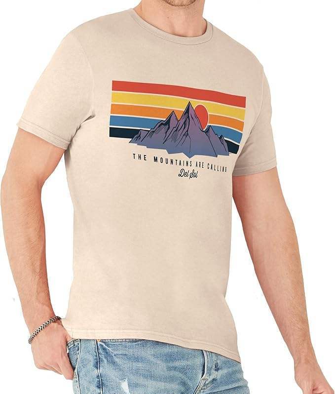 Men Classic Crew Tee - Mountain Calling by DelSol for Men - 1 Pc T-Shirt (Small)
