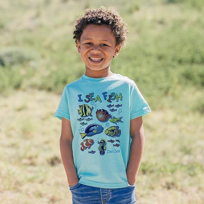 Kids Crew Tee - I Sea Fish - Chill by DelSol for Kids - 1 Pc T-Shirt (4T)