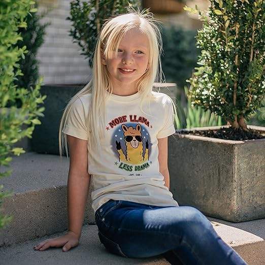 Kids Crew Tee - More Llama by DelSol for Kids - 1 Pc T-Shirt (YXS)