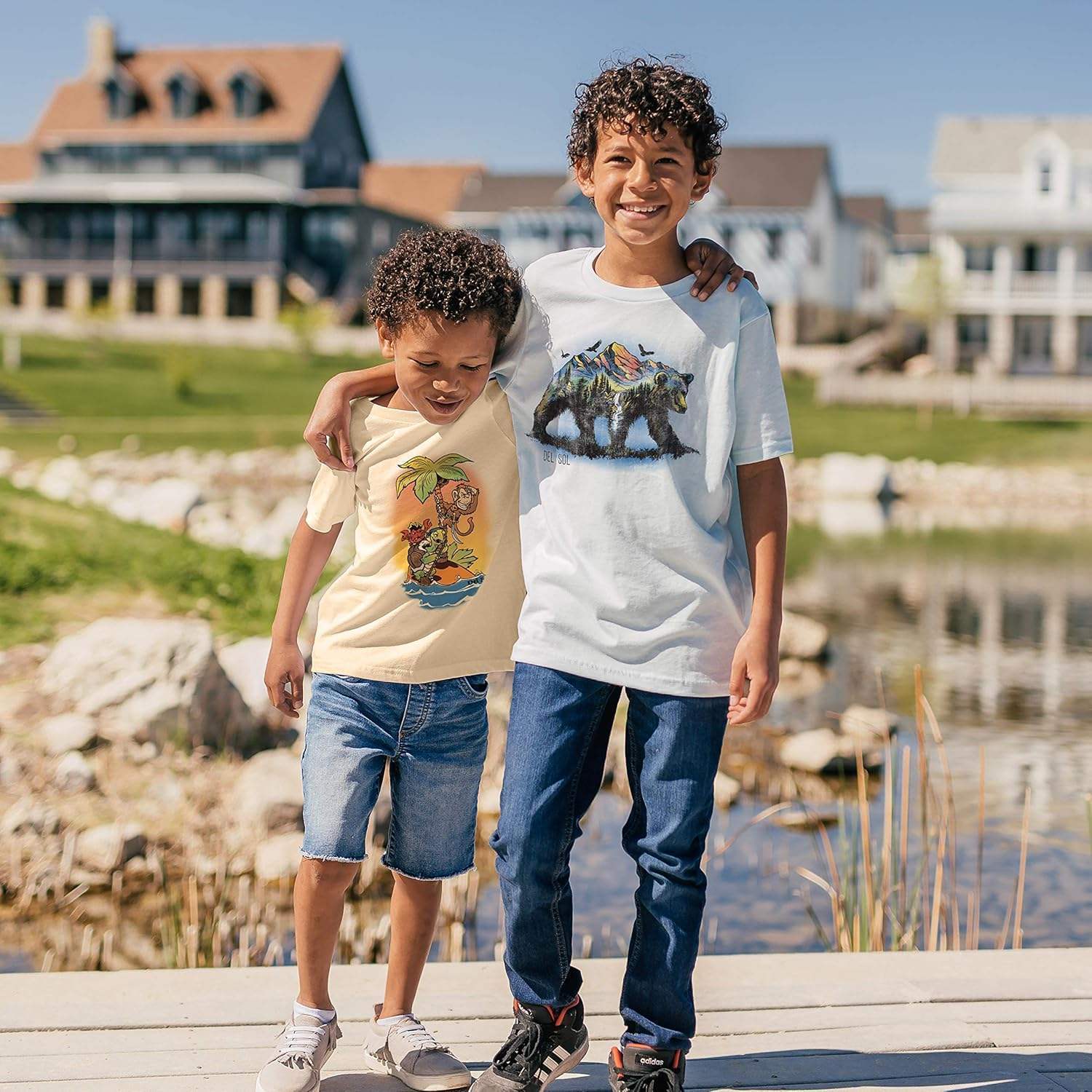 Kids Crew Tee - Pirate Trio - Beige by DelSol for Kids - 1 Pc T-Shirt (4T)