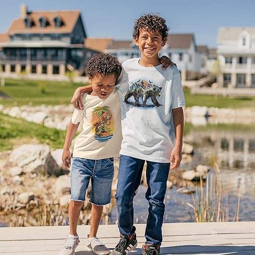 Kids Crew Tee - Bear Scene - Ice Blue by DelSol for Kids - 1 Pc T-Shirt (YXS)