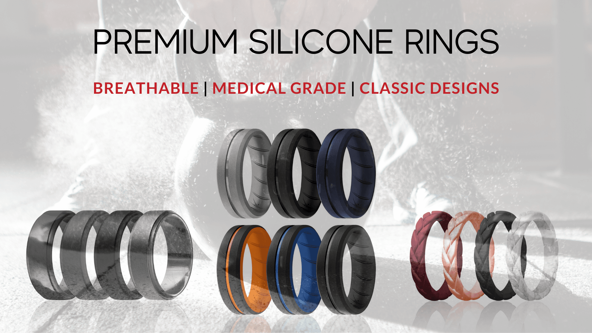 Silicone Wedding 2Layer Lines Ring Set - Bordo by ROQ for Men - 4 x 13 mm Ring