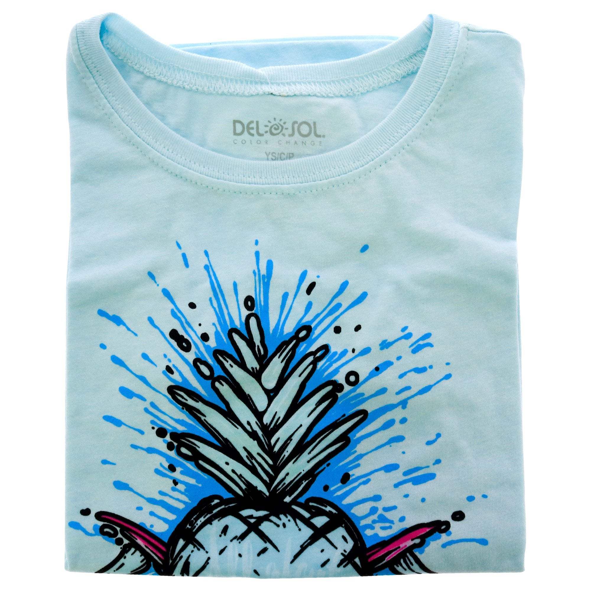 Kids Premium Crew Tee - Pineapples - Ice Blue by DelSol for Kids - 1 Pc T-Shirt (YL)