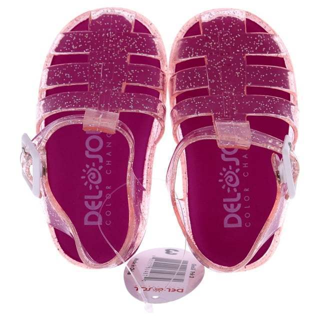 Heart Sole Girl Jellies Shoes - 7 Pink by DelSol for Kids - 1 Pair Shoes
