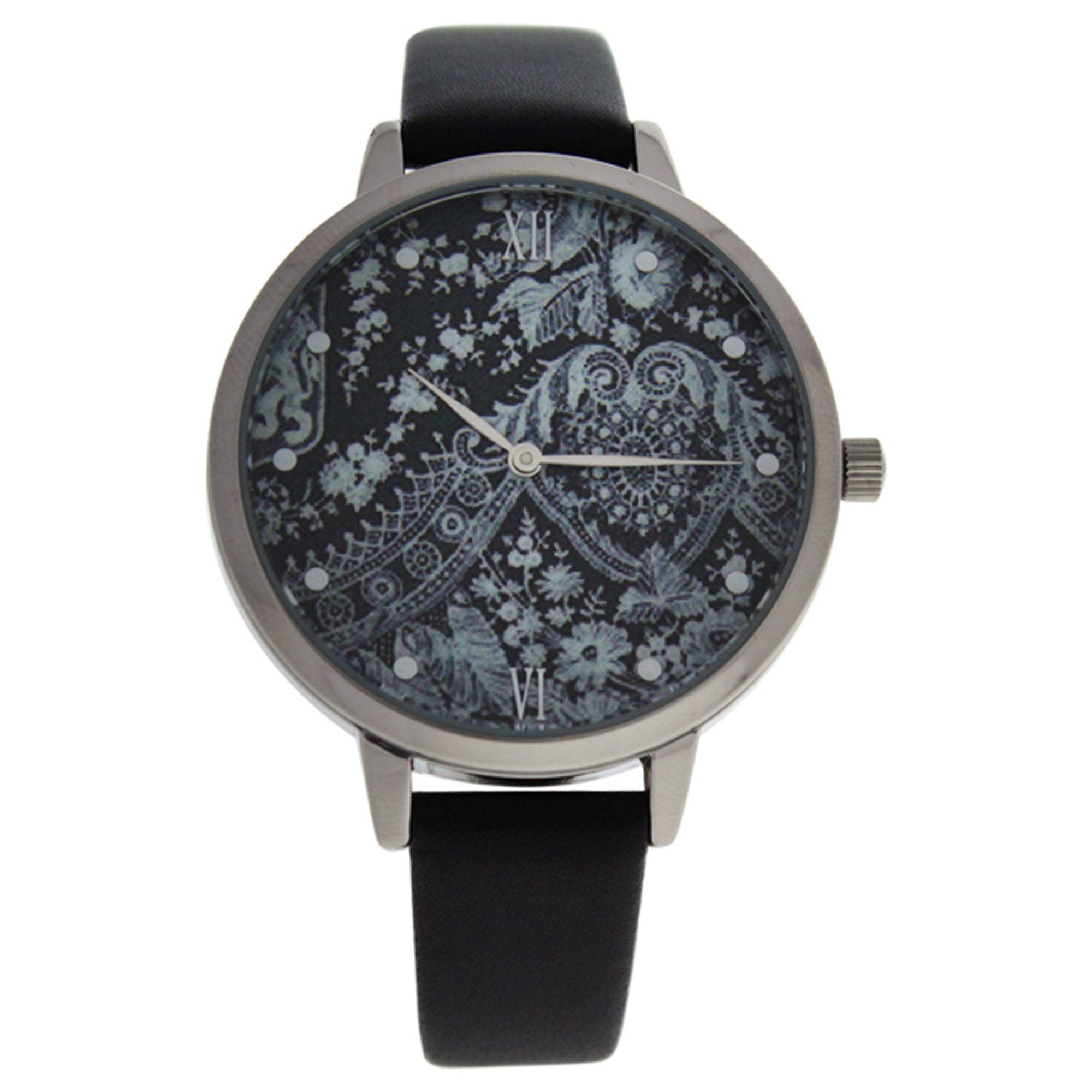CRR001 La Romance - Silver/Black Leather Strap Watch by Charlotte Raffaelli for Women - 1 Pc Watch