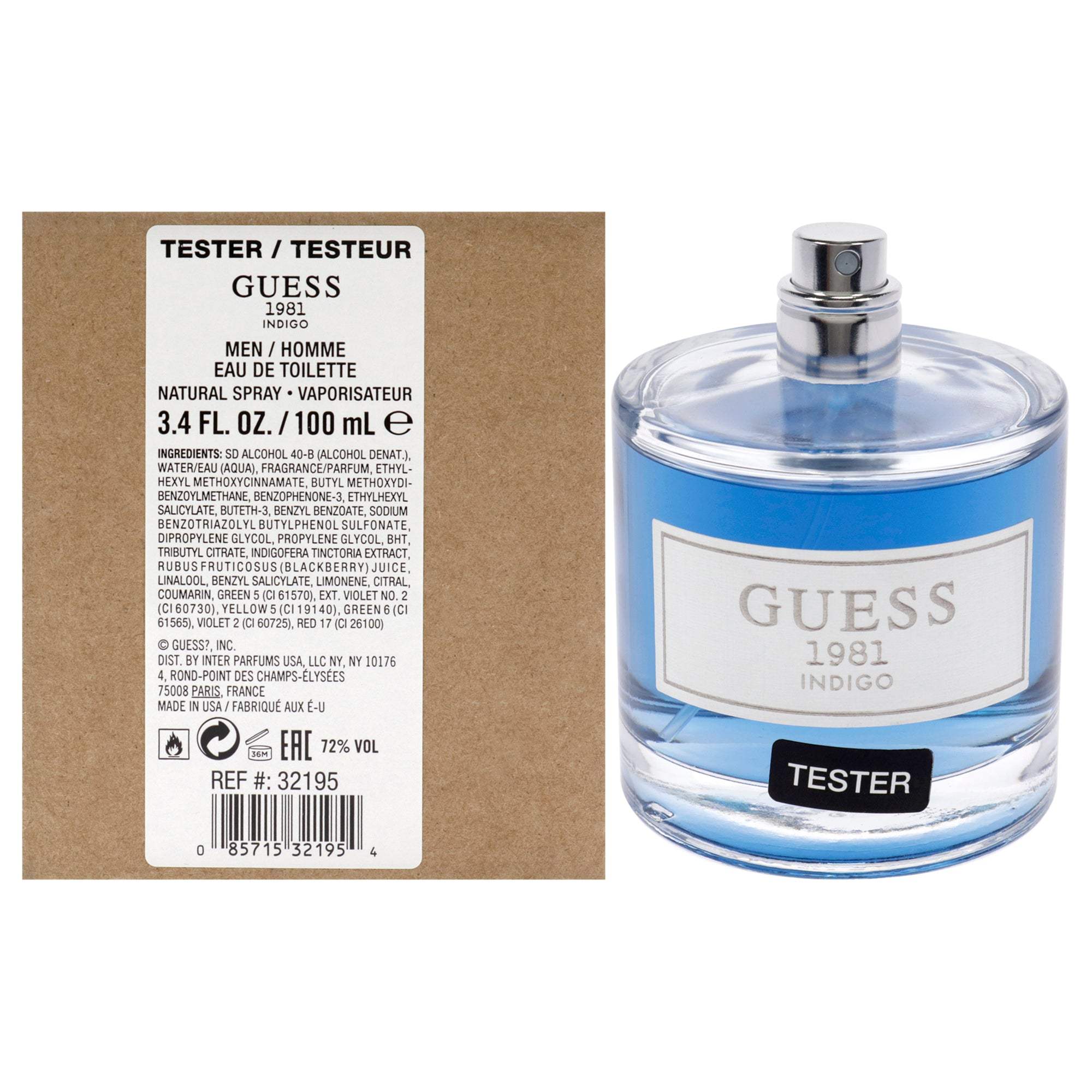Guess 1981 Indigo by Guess for Men - 3.4 oz EDT Spray (Tester)
