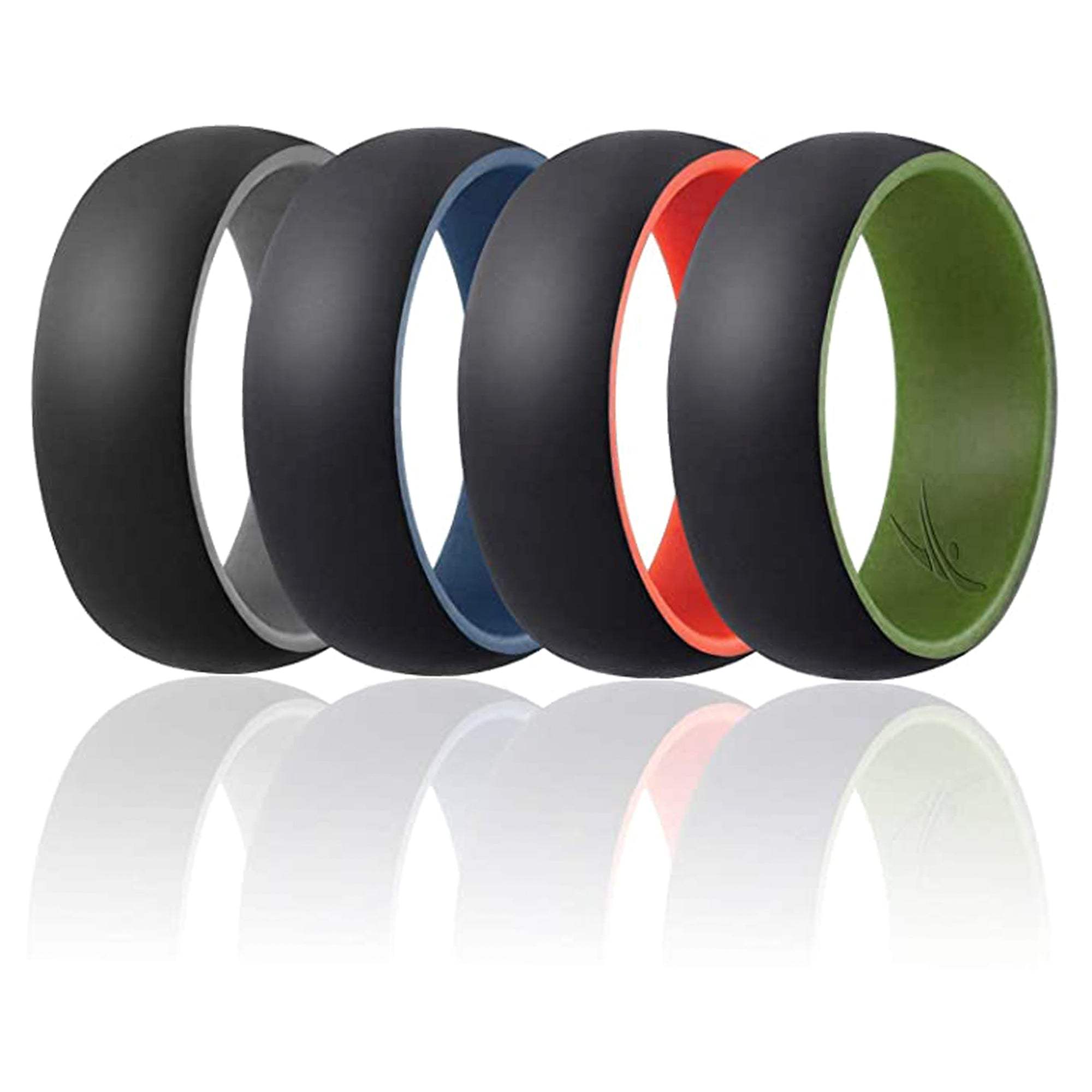 Silicone Wedding Ring - Duo Collection Dome Style Set by ROQ for Men - 4 x 13 mm Ring