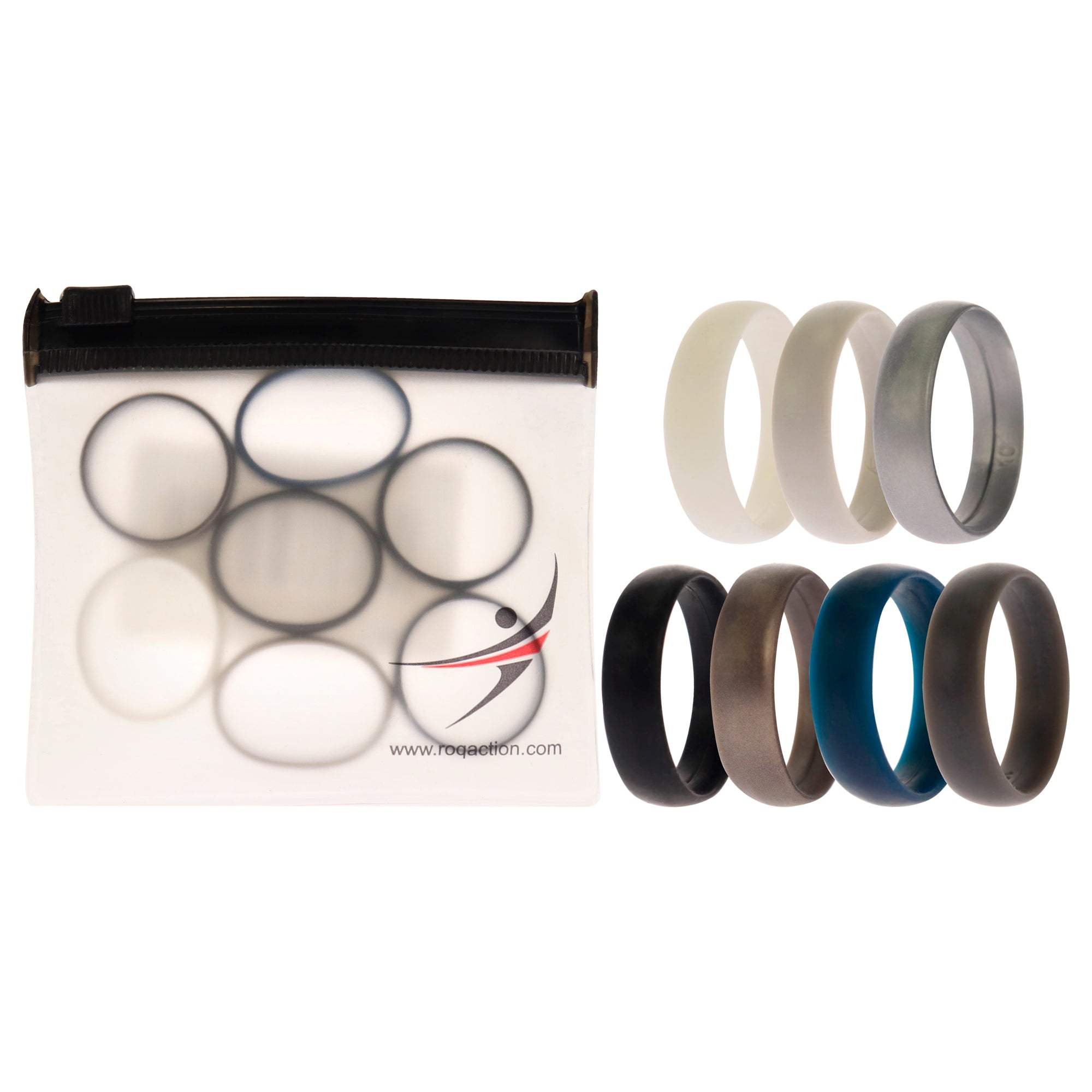 Silicone Wedding 6mm Smooth Solid Ring Set by ROQ for Men - 7 x 10 mm Ring