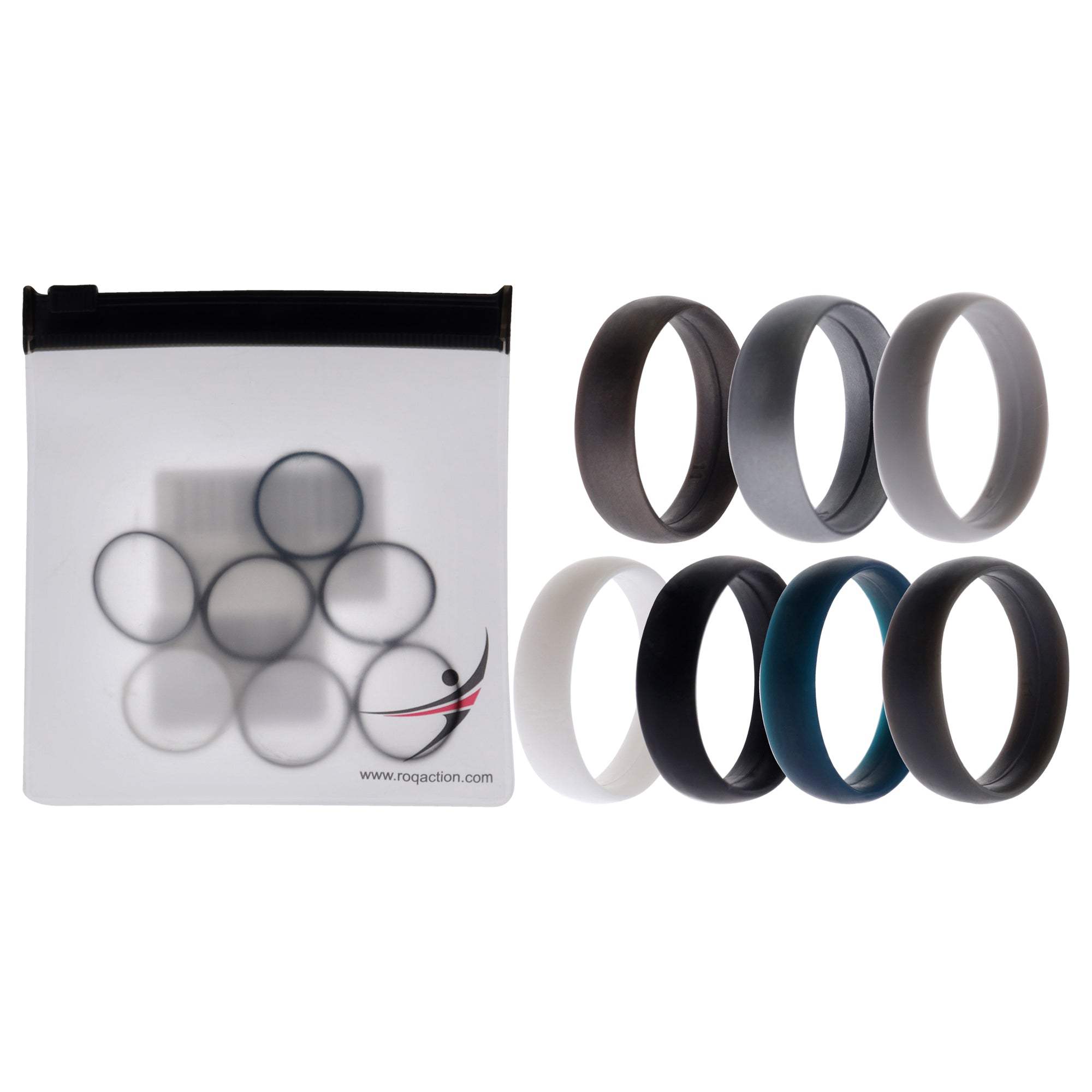 Silicone Wedding 6mm Smooth Solid Ring Set by ROQ for Men - 7 x 11 mm Ring