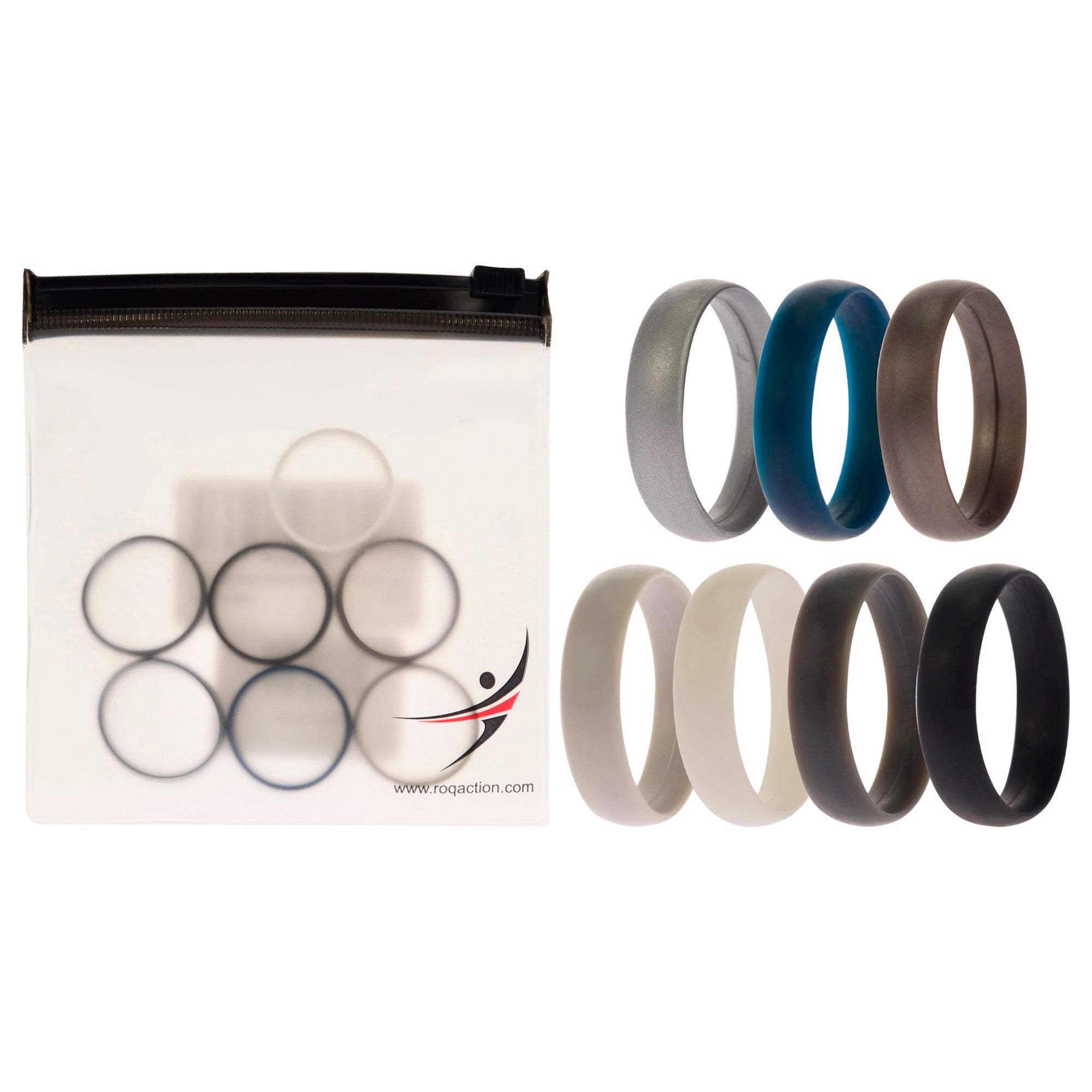 Silicone Wedding 6mm Smooth Solid Ring Set by ROQ for Men - 7 x 12 mm Ring