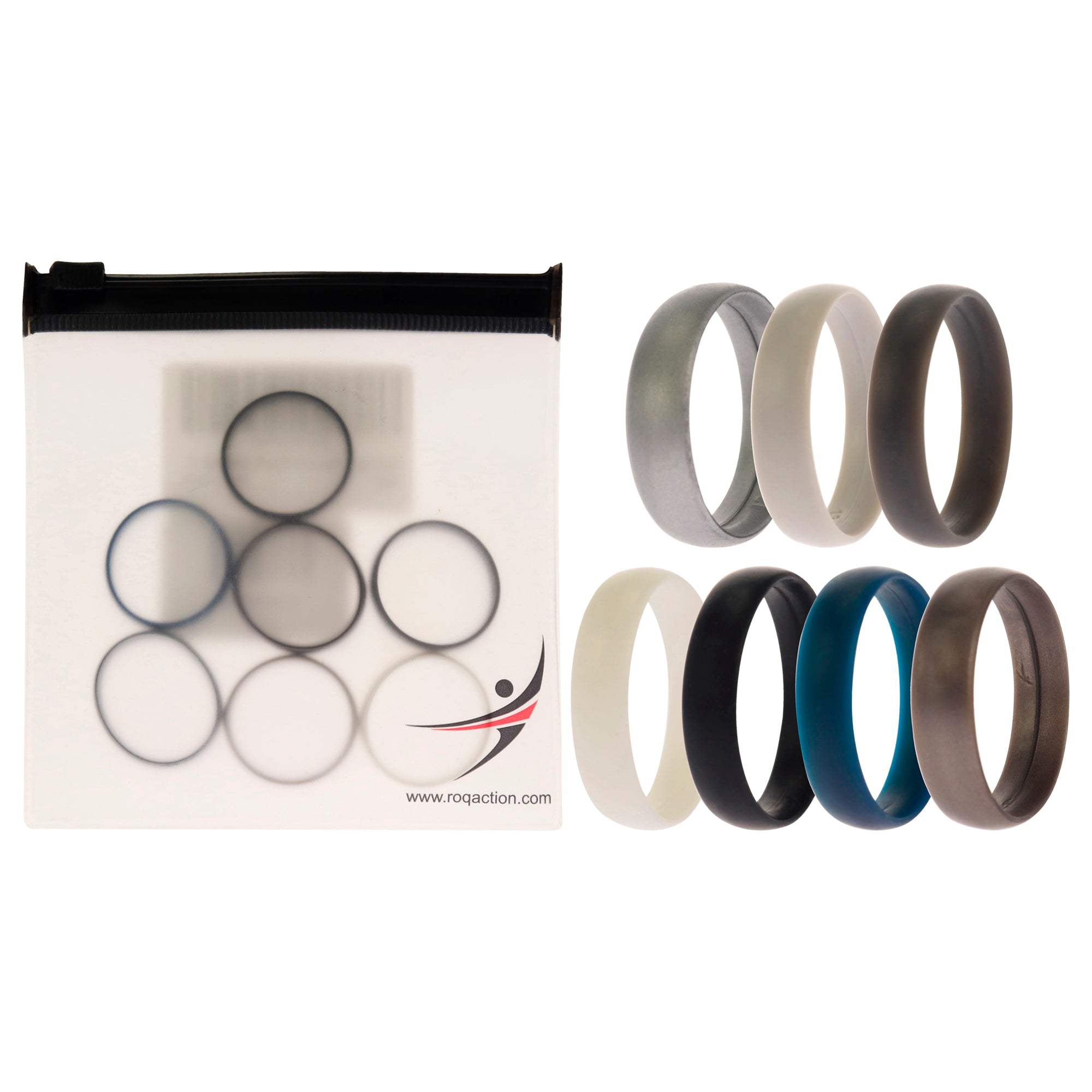 Silicone Wedding 6mm Smooth Solid Ring Set by ROQ for Men - 7 x 13 mm Ring