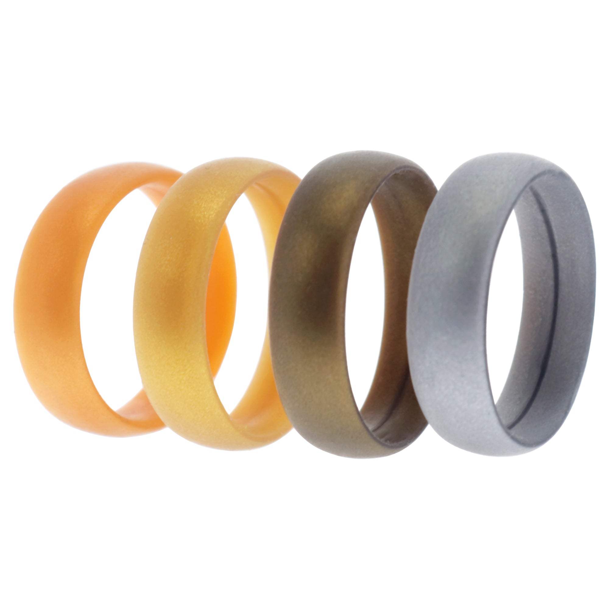 Silicone Wedding 6mm Smooth Ring Set - Metal by ROQ for Men - 4 x 8 mm Ring