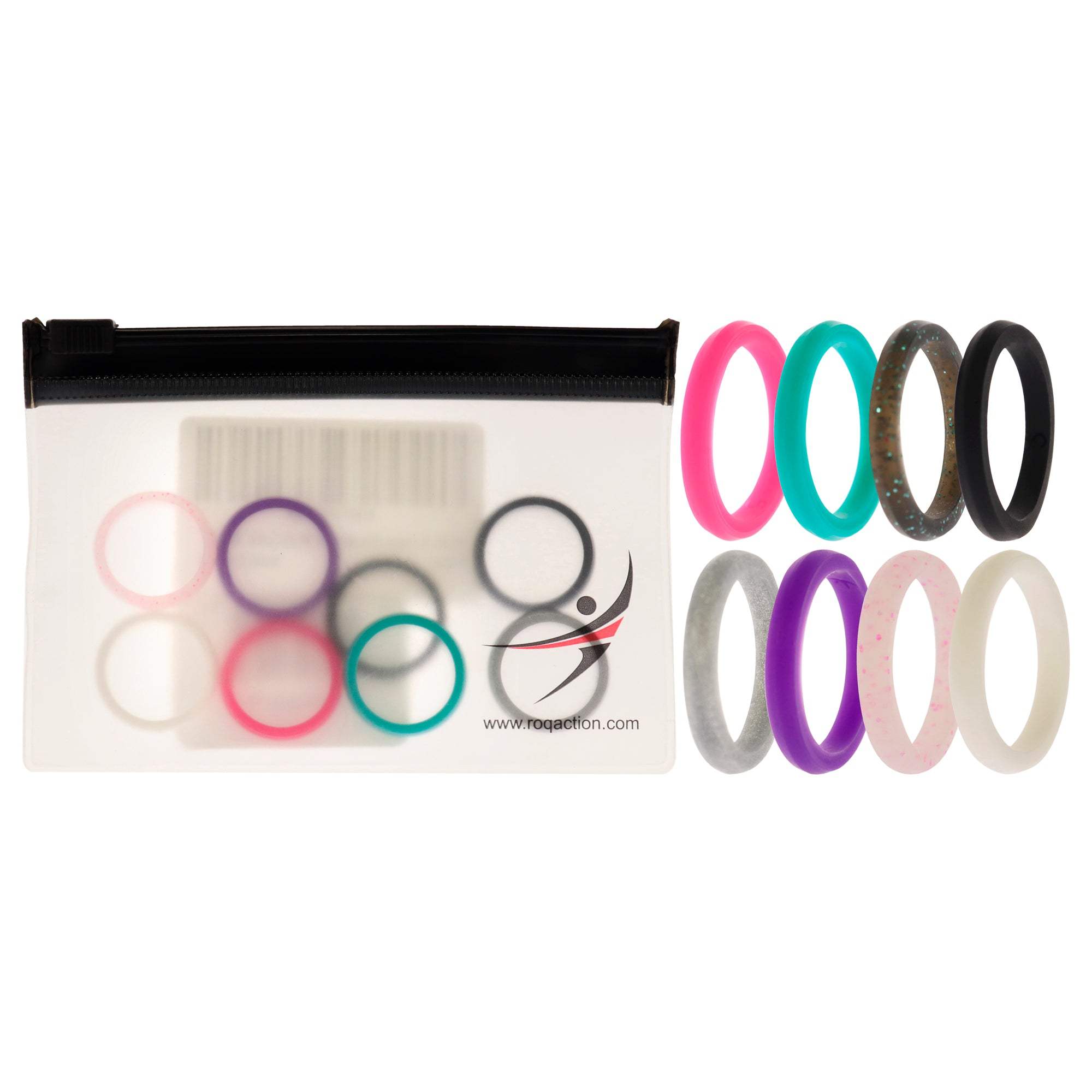 Silicone Wedding Stackble Point Ring Set - MultiColor by ROQ for Women - 8 x 5 mm Ring