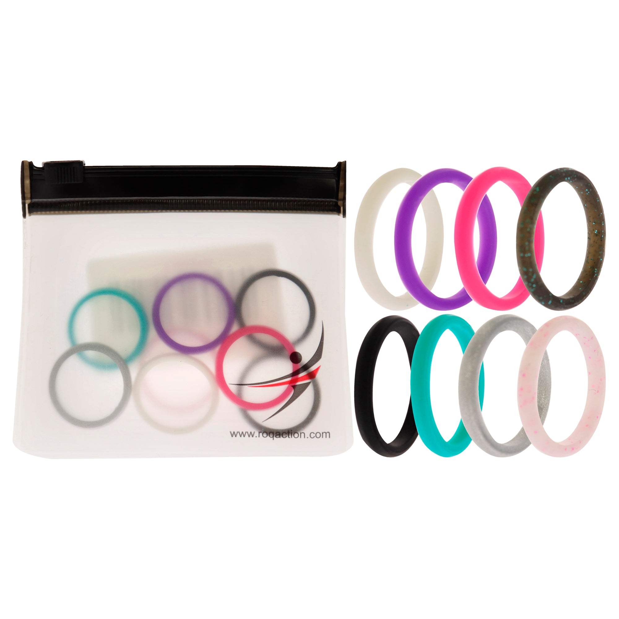 Silicone Wedding Stackble Point Ring Set - MultiColor by ROQ for Women - 8 x 7 mm Ring