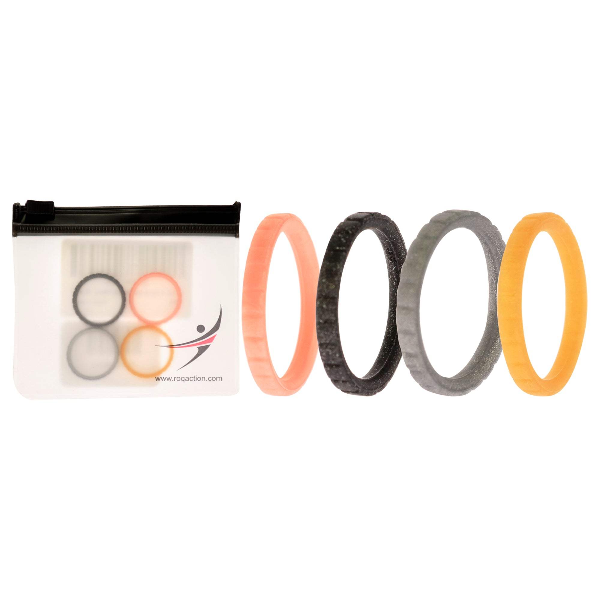 Silicone Wedding Stackble Lines Ring Set - Metal by ROQ for Women - 4 x 6 mm Ring