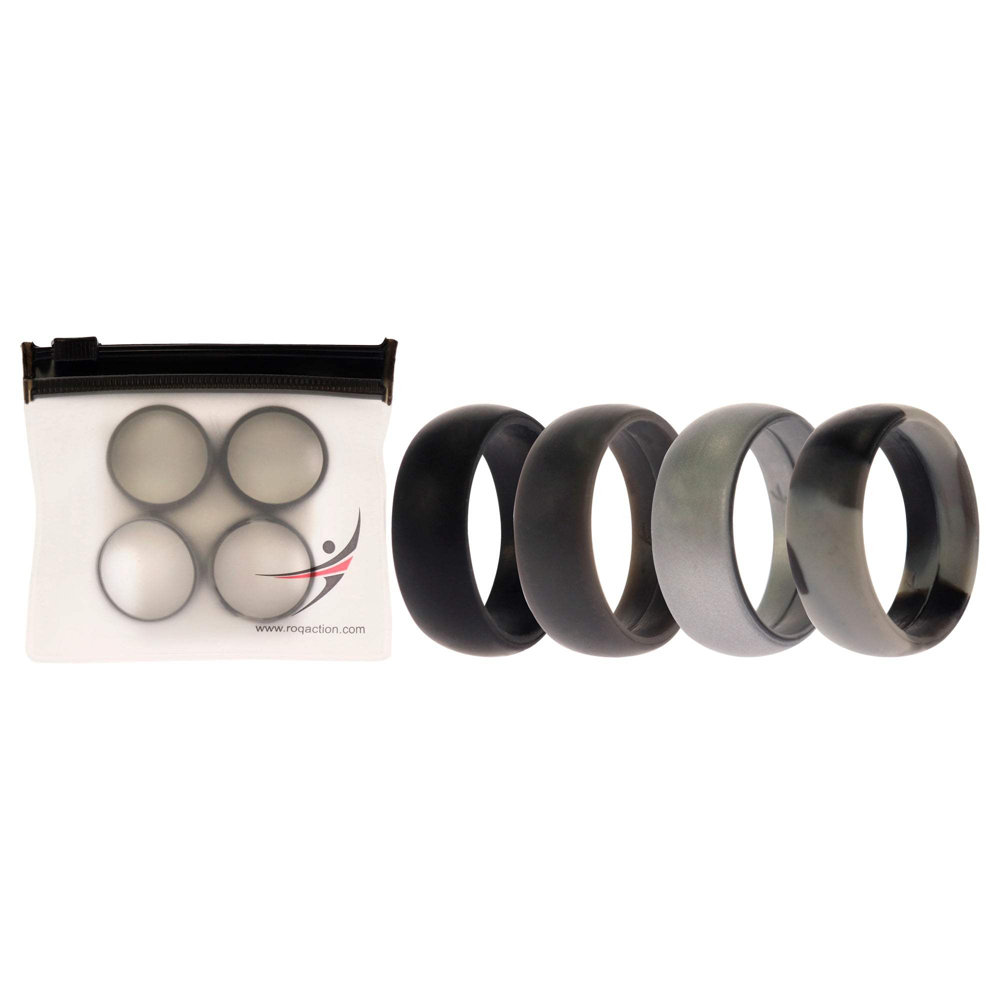 Silicone Wedding Ring - Black-Camo by ROQ for Men - 4 x 12 mm Ring