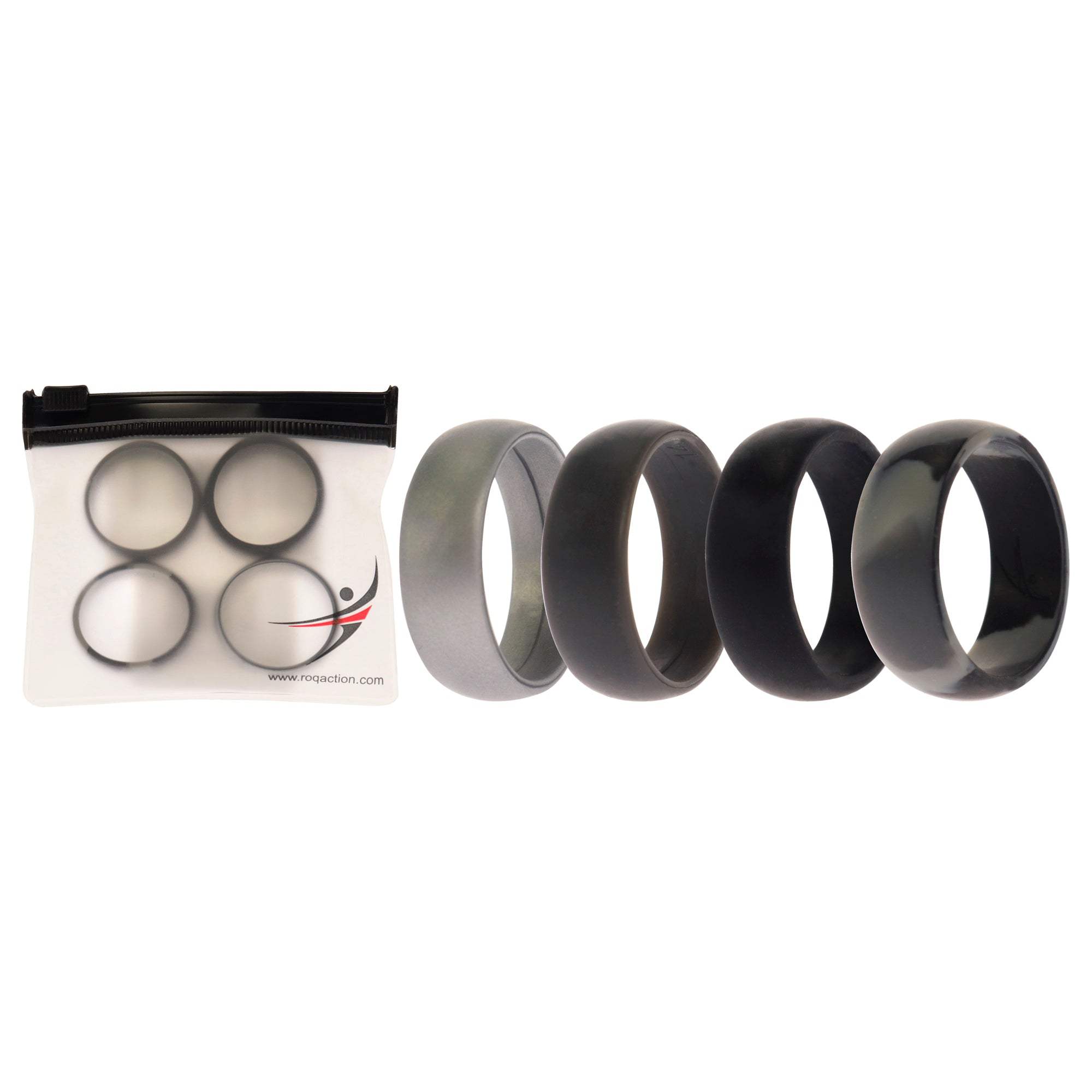 Silicone Wedding Ring - Black-Camo by ROQ for Men - 4 x 14 mm Ring