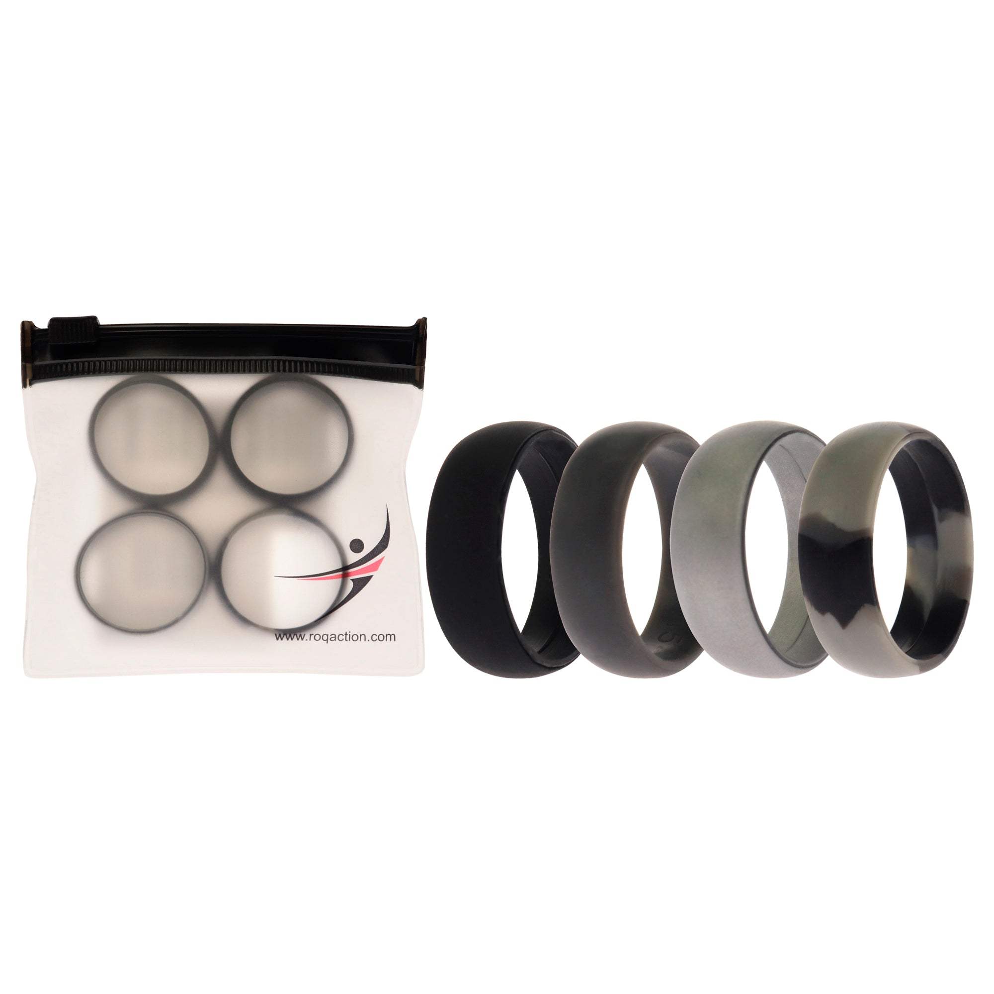 Silicone Wedding Ring - Black-Camo by ROQ for Men - 4 x 15 mm Ring