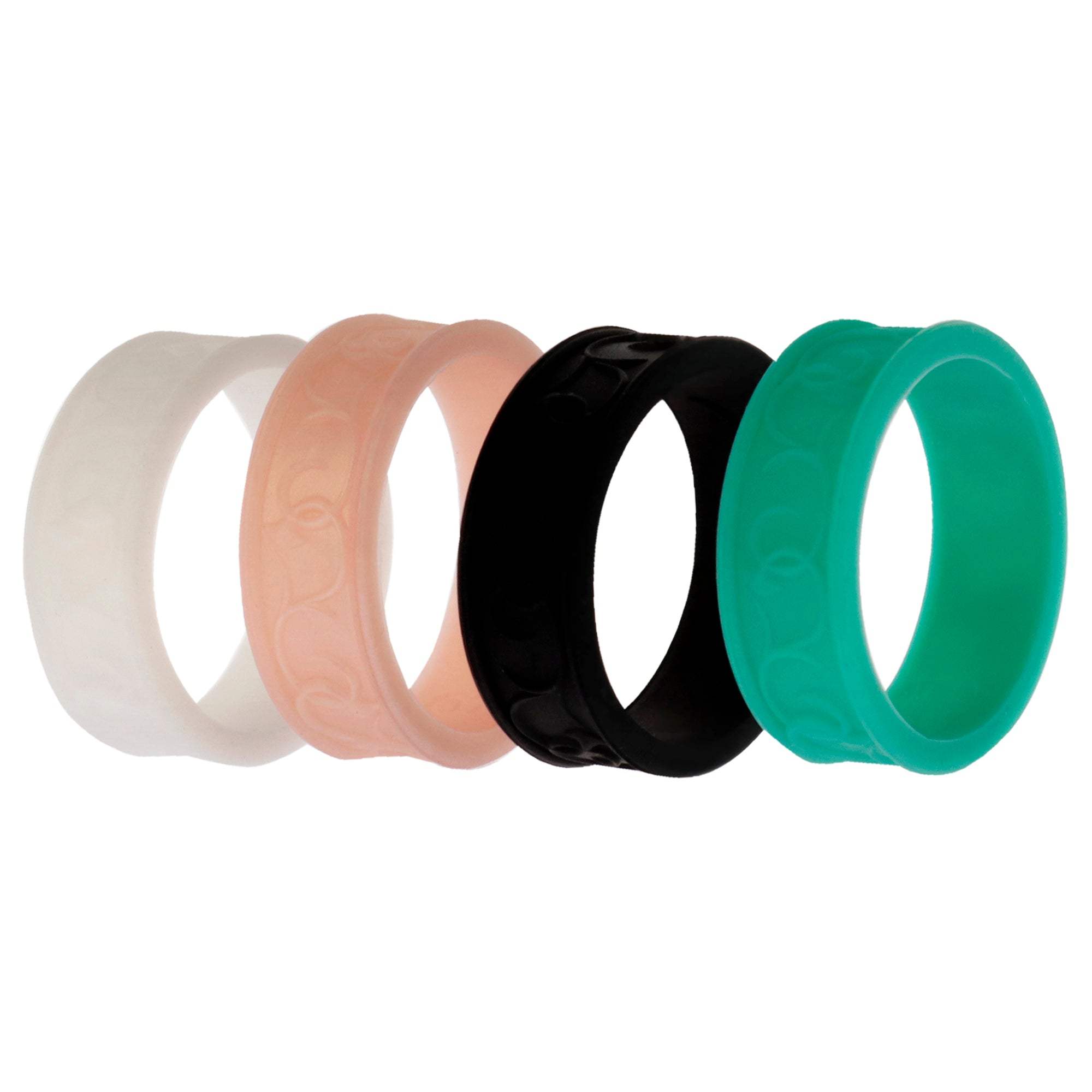 Silicone Wedding Flower Ring Set - Turquoise by ROQ for Women - 4 x 8 mm Ring