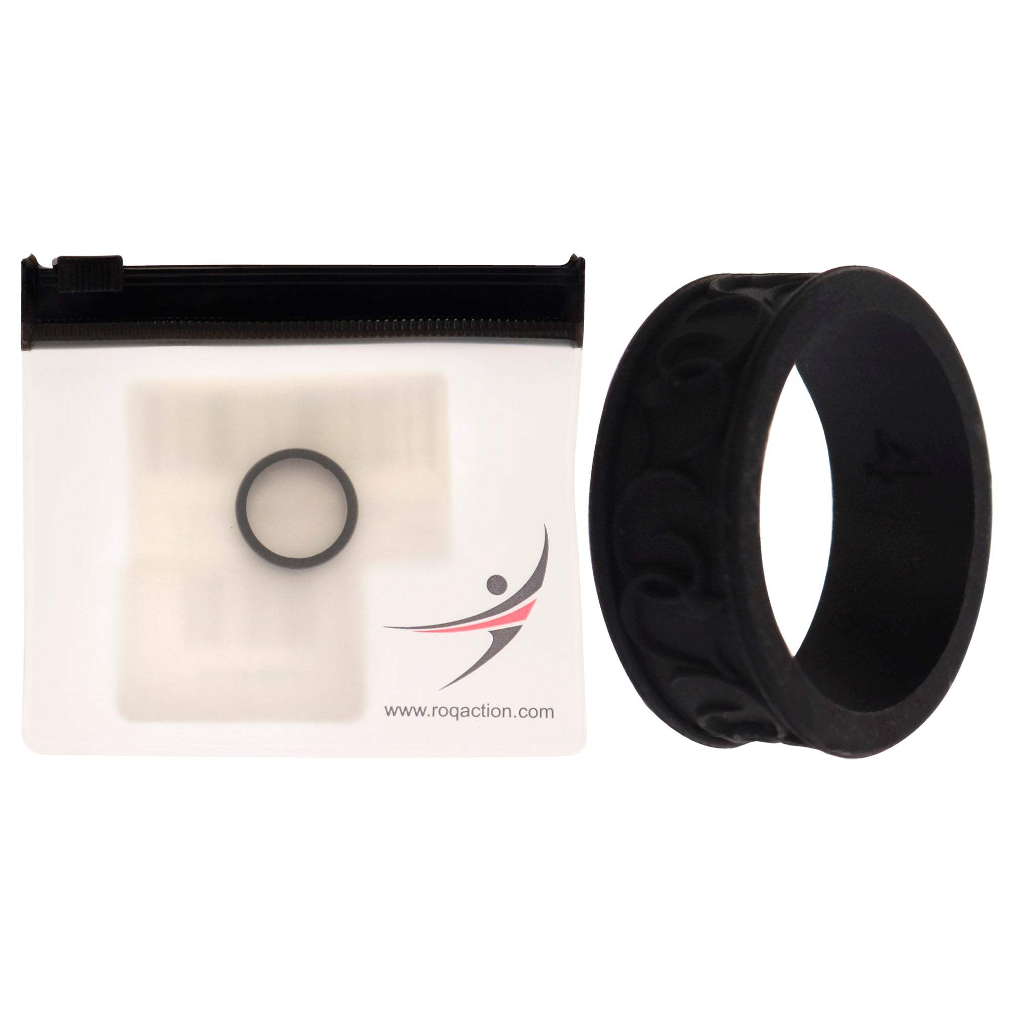 Silicone Wedding Flower Ring - Black by ROQ for Women - 4 mm Ring