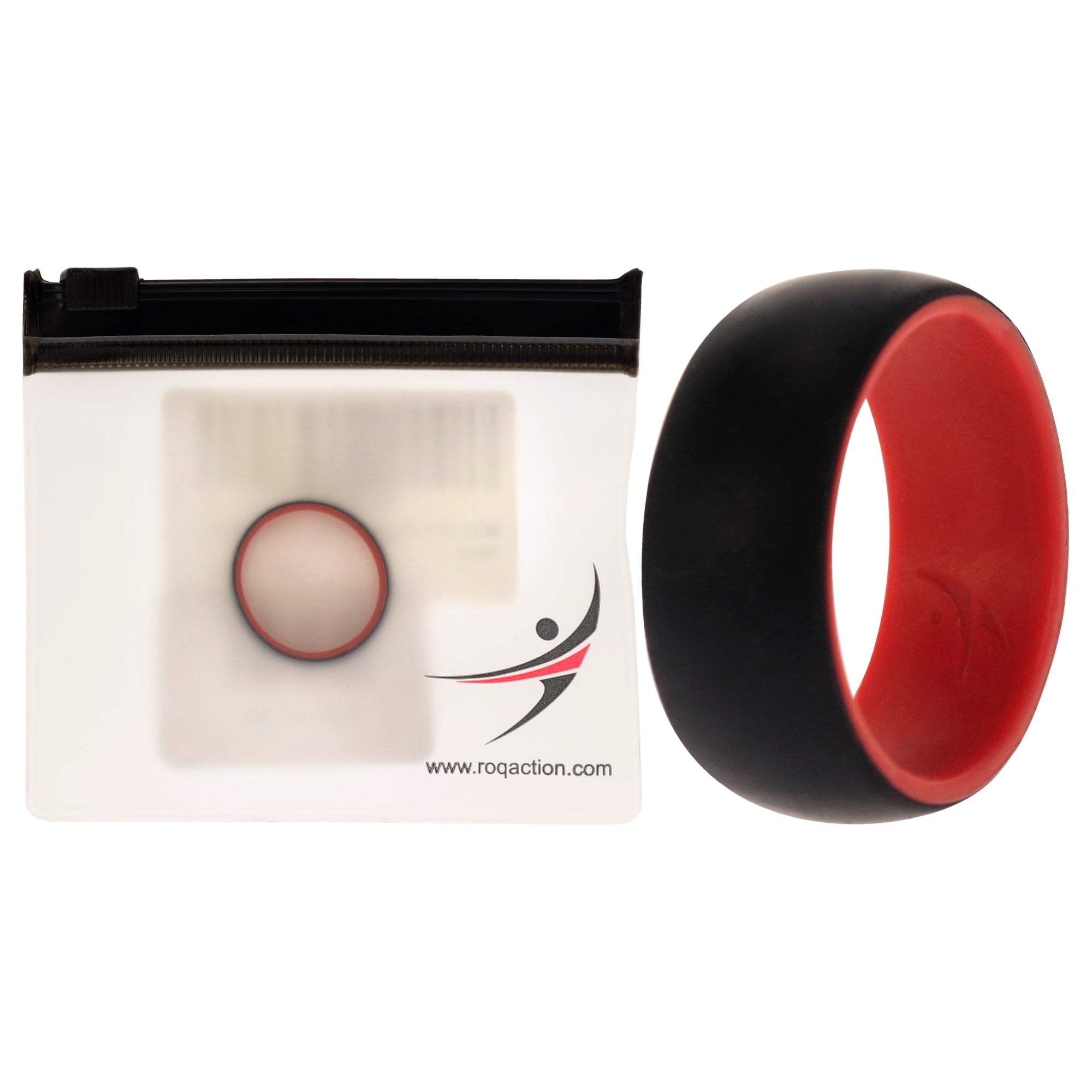 Silicone Wedding 2Layer Dome Ring - Red-Black by ROQ for Men - 9 mm Ring